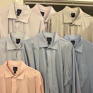 Bundle 7 JosA.Bank shirts.Wore 1or2 times.Traveler Collection. sized 18 1/2 37.